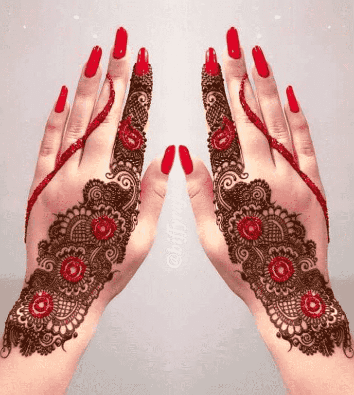Exquisite Red Henna Design