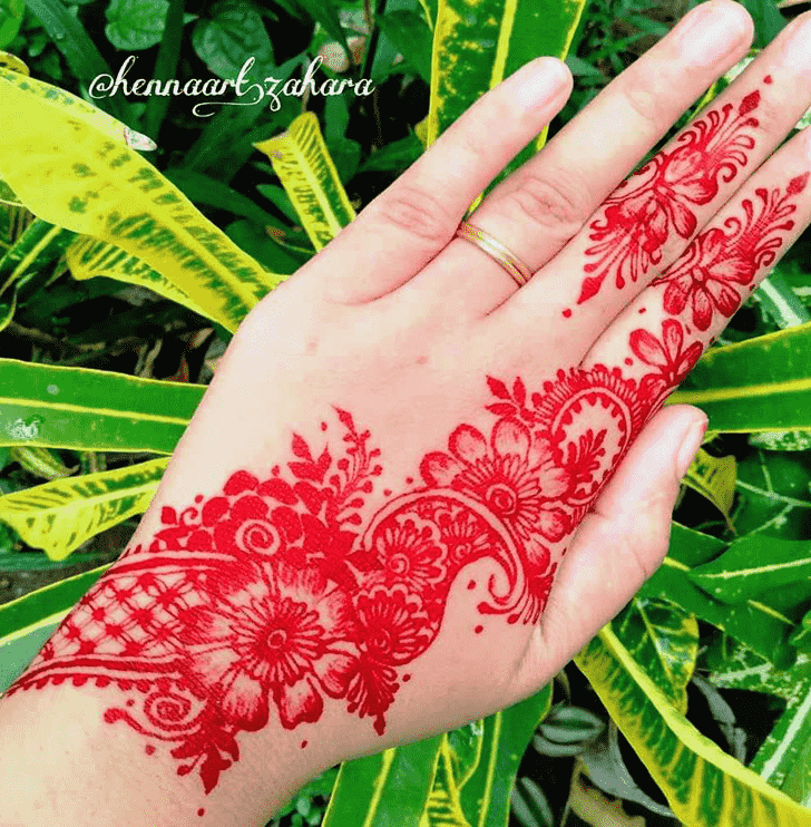 Fascinating Red Henna Design