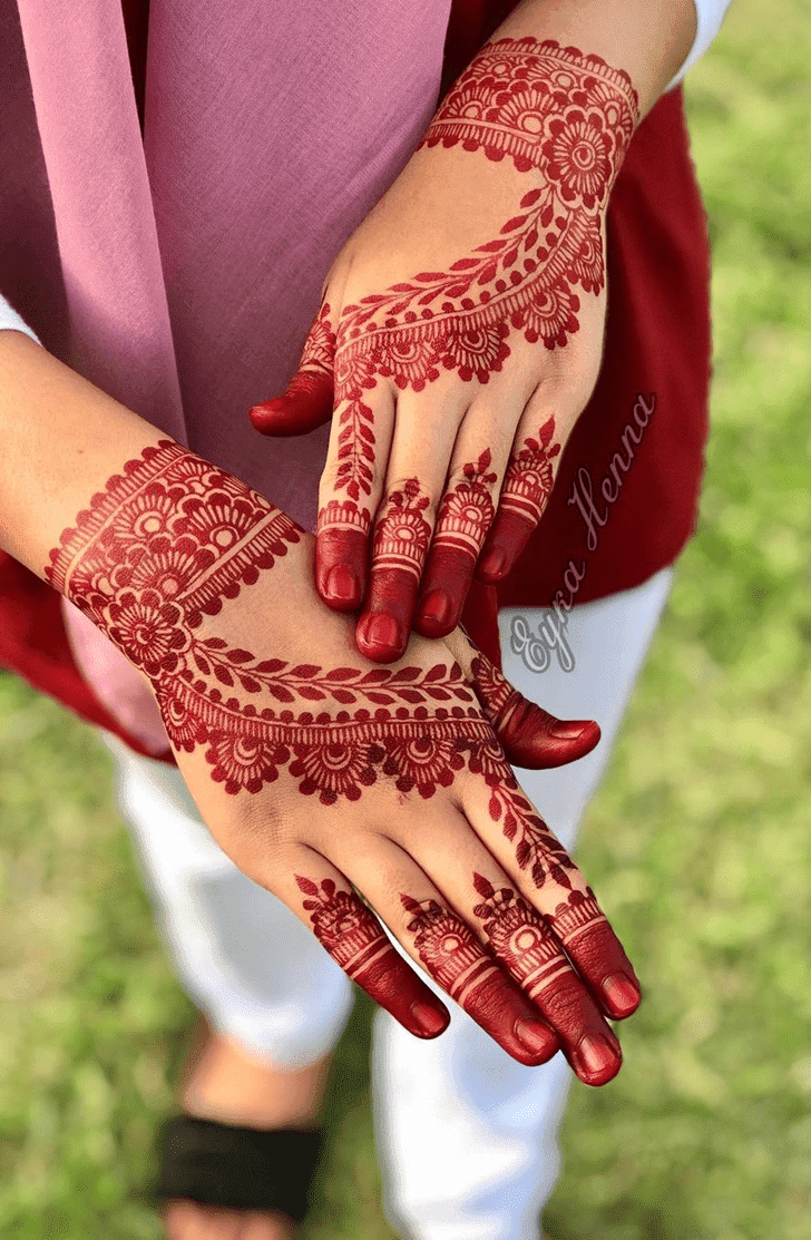 Bewitching Teej Henna Design on Back Hand