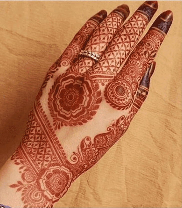 Classy Teej Henna Design on Back Hand