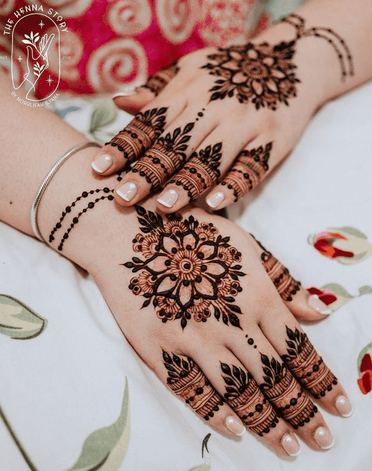 Comely Teej Henna Design on Back Hand