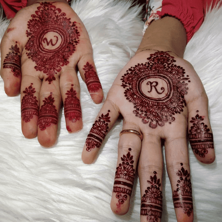 Elegant Teej Henna Design on Palm