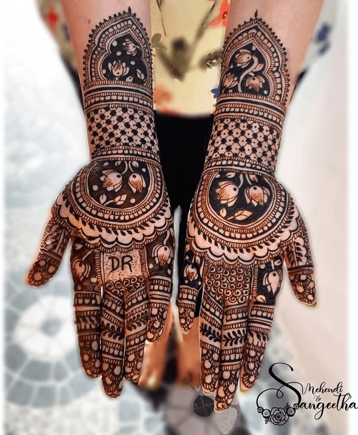 Fair Teej Henna Design on Back Hand