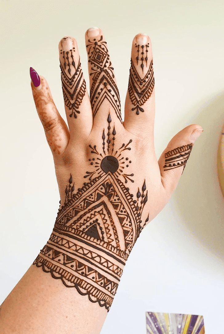 Fascinating Teej Henna Design on Back Hand