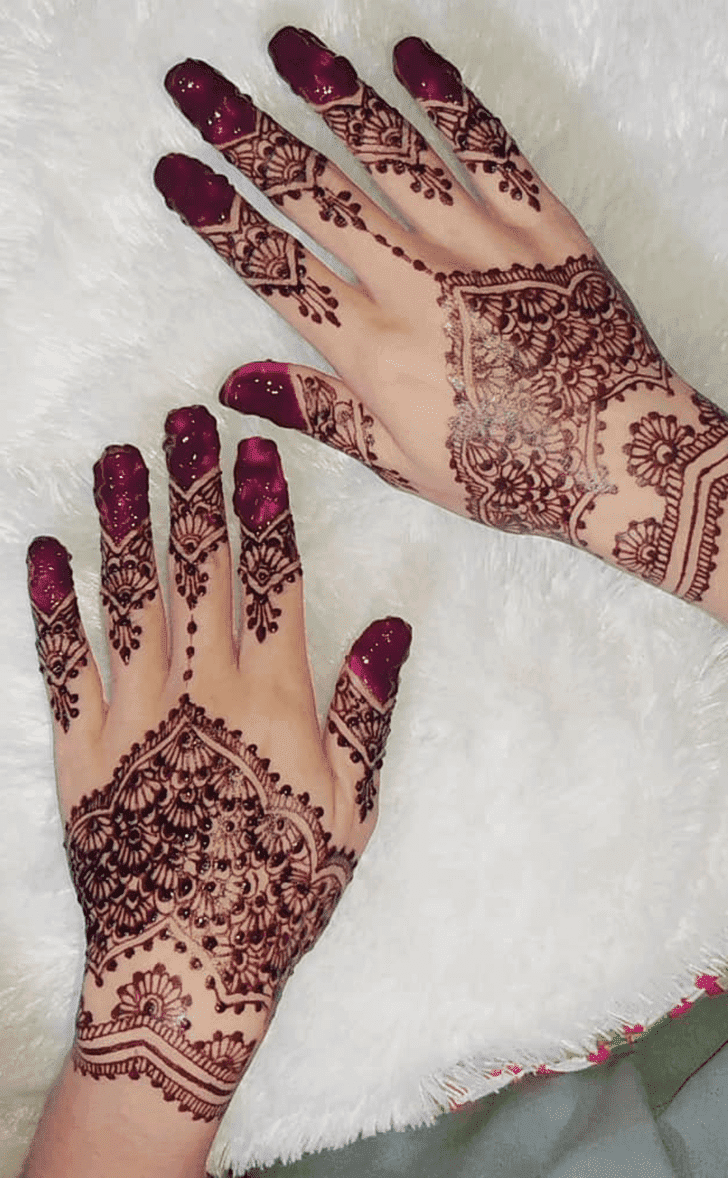 Shapely Teej Henna Design on Back Hand