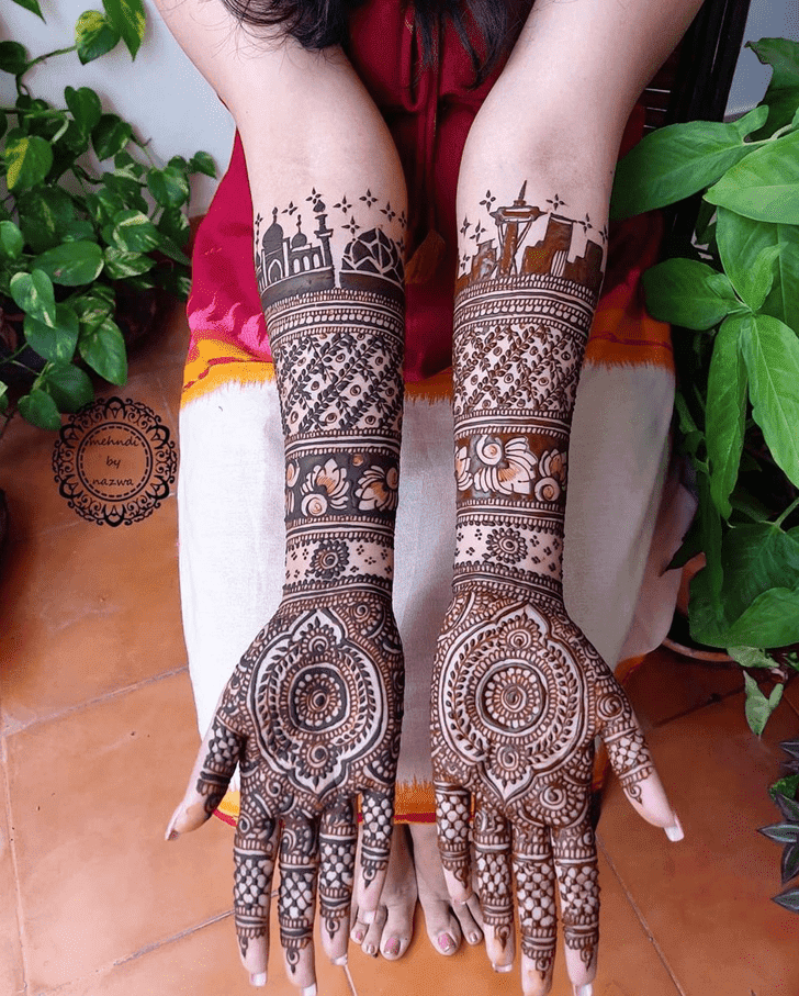 Symmetrical Teej Mehndi Design on Back Hand