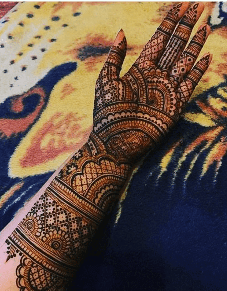 Adorable Teej Henna Design on Back Hand