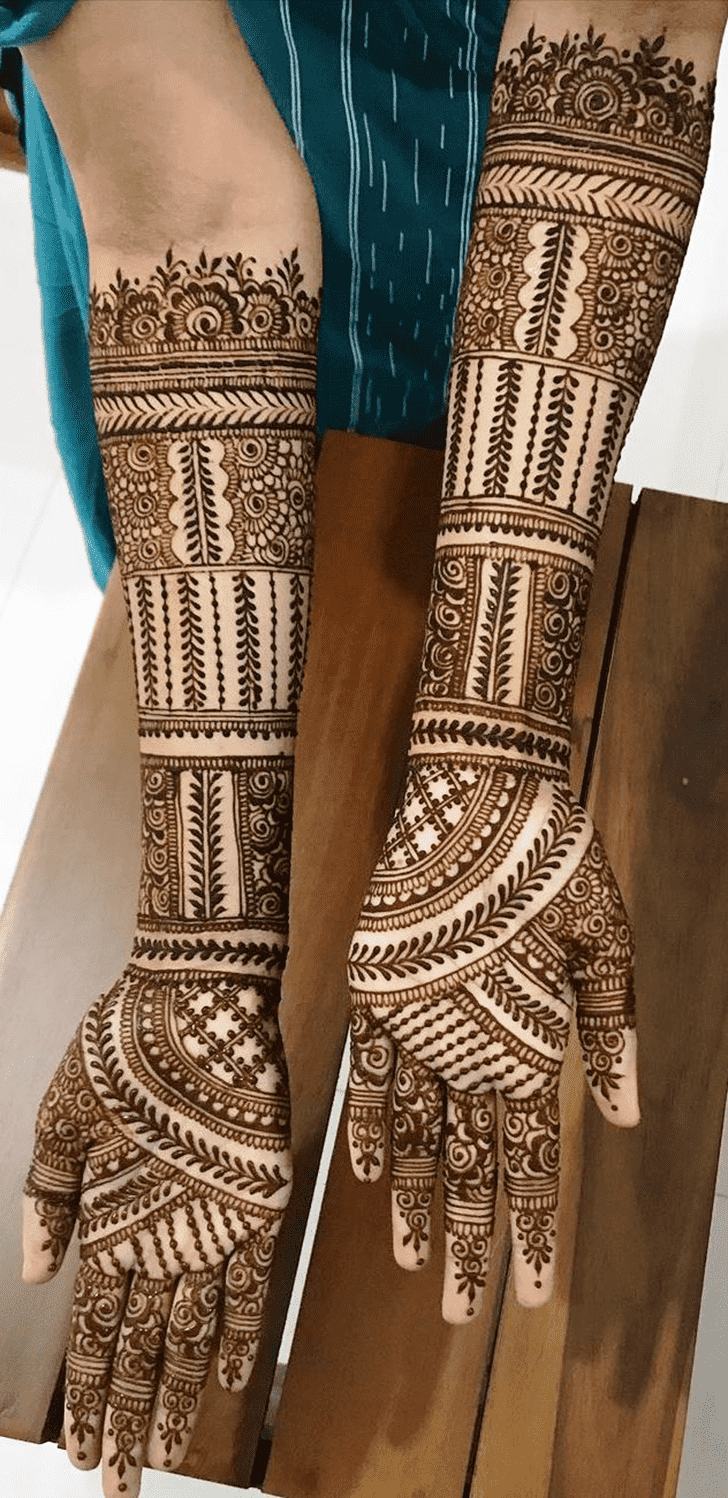 Adorable Traditional Full Arm Henna Design