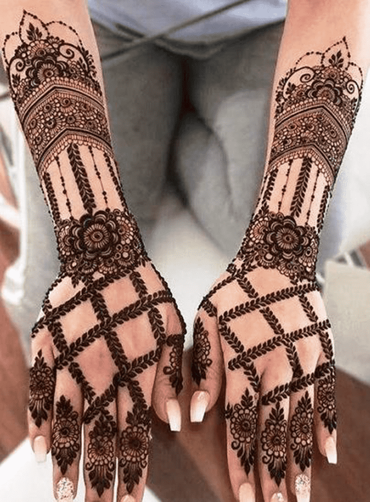Bewitching Traditional Full Arm Henna Design