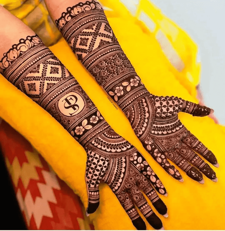 Good Looking Traditional Full Arm Henna Design