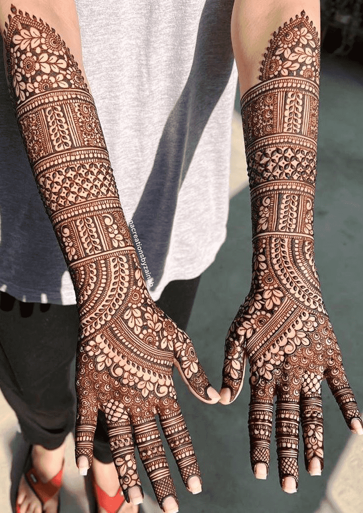 Gorgeous Traditional Full Arm Henna Design