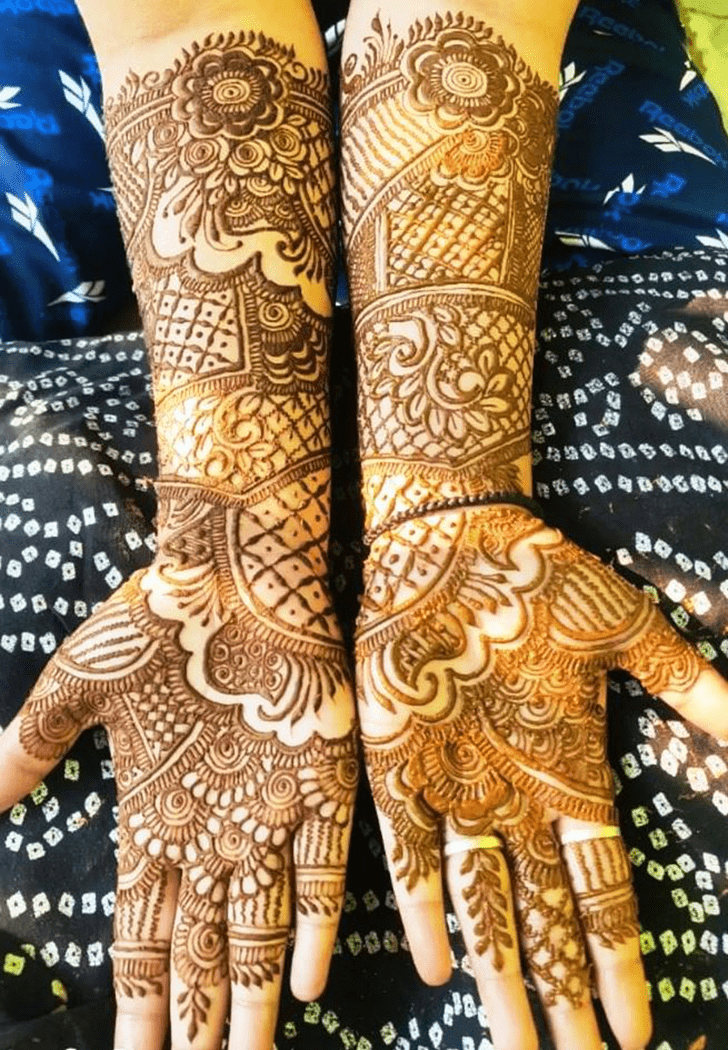 Graceful Traditional Full Arm Henna Design