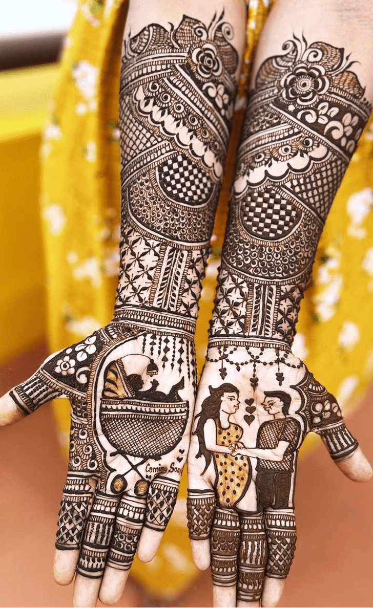 Lovely Traditional Full Arm Mehndi Design