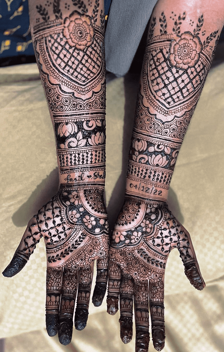 Magnificent Traditional Full Arm Henna Design
