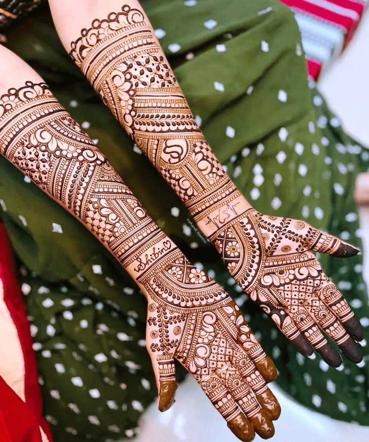 Marvelous Traditional Full Arm Henna Design