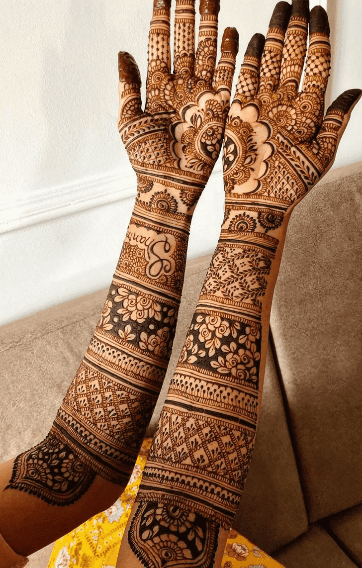 Ravishing Traditional Full Arm Henna Design