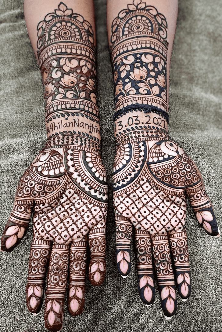 Splendid Traditional Full Arm Henna Design